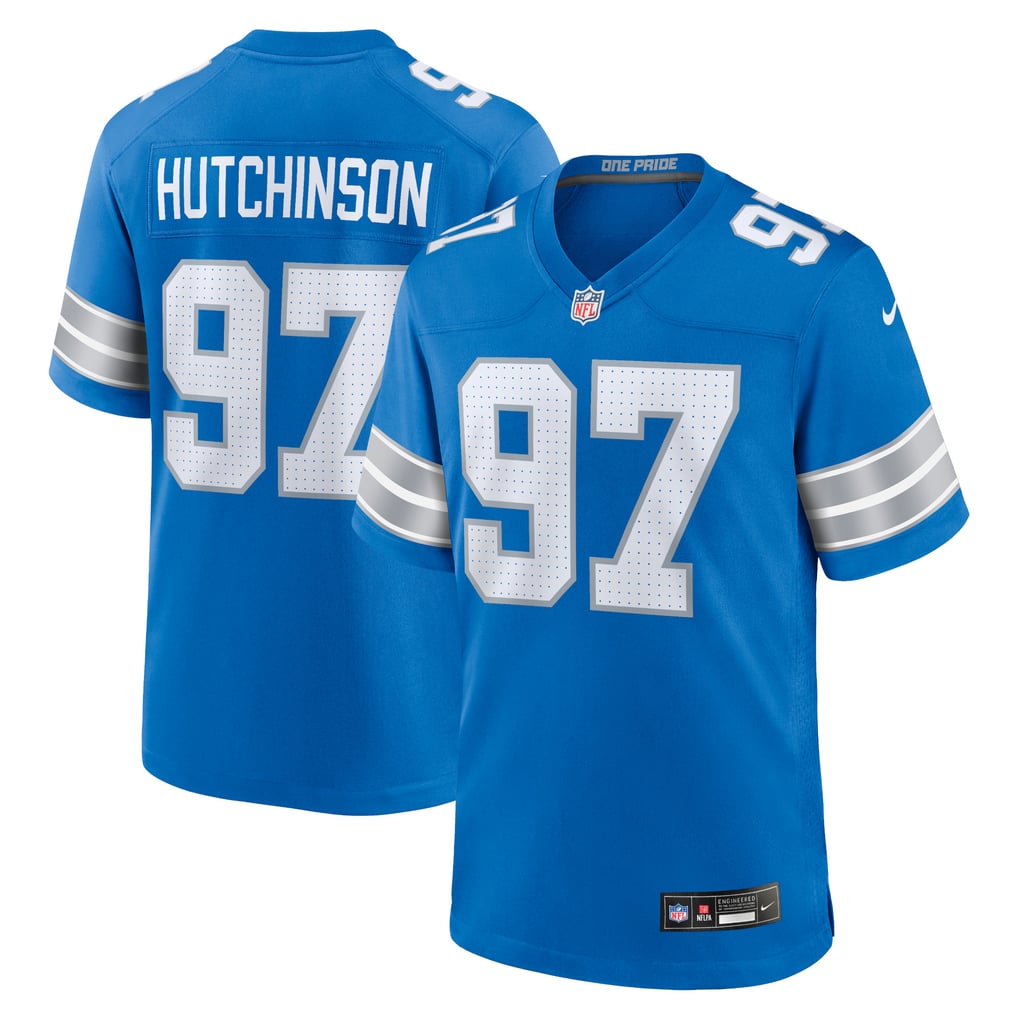Men's Detroit Lions Aidan Hutchinson Nike Blue Game Jersey - Image 2