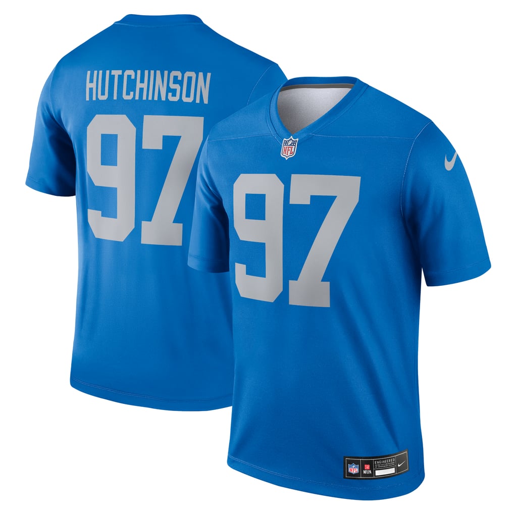 Men's Detroit Lions Aidan Hutchinson Nike Blue Legend Player Performance Top - Image 2