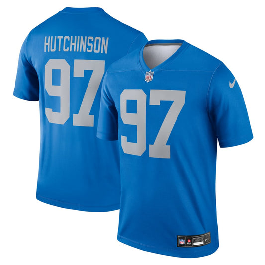 Men's Detroit Lions Aidan Hutchinson Nike Blue Legend Player Performance Top - Image 1