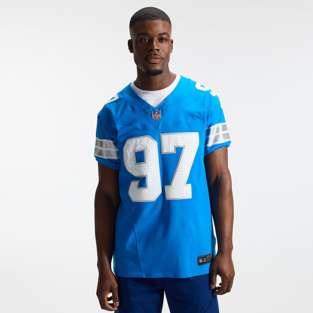 Men's Detroit Lions Aidan Hutchinson Nike Blue Team Vapor F.U.S.E. Elite Jersey - Image 3