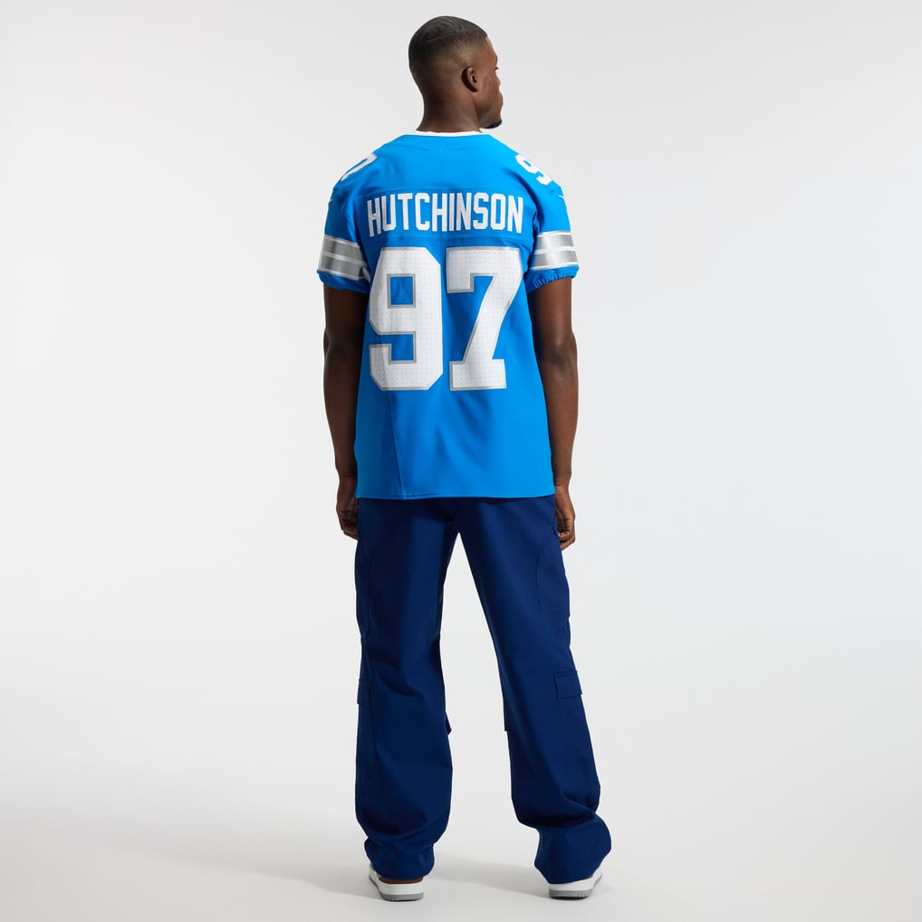 Men's Detroit Lions Aidan Hutchinson Nike Blue Team Vapor F.U.S.E. Elite Jersey - Image 6