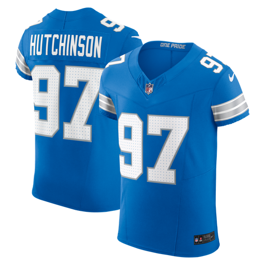Men's Detroit Lions Aidan Hutchinson Nike Blue Team Vapor F.U.S.E. Elite Jersey - Image 1