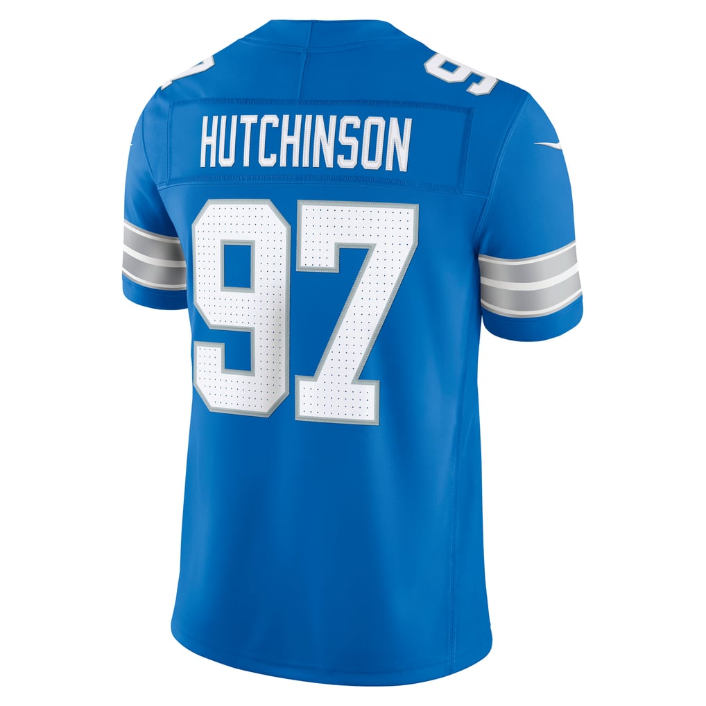 Men's Detroit Lions Aidan Hutchinson Nike Blue Team Vapor F.U.S.E. Stitched Limited Jersey - Image 4