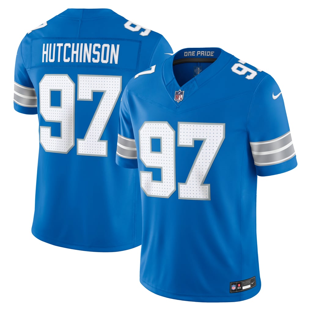 Men's Detroit Lions Aidan Hutchinson Nike Blue Team Vapor F.U.S.E. Stitched Limited Jersey - Image 1