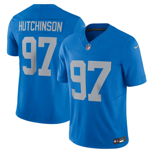Men's Detroit Lions Aidan Hutchinson Nike Blue Vapor F.U.S.E. Alternate Limited Jersey - Image 1