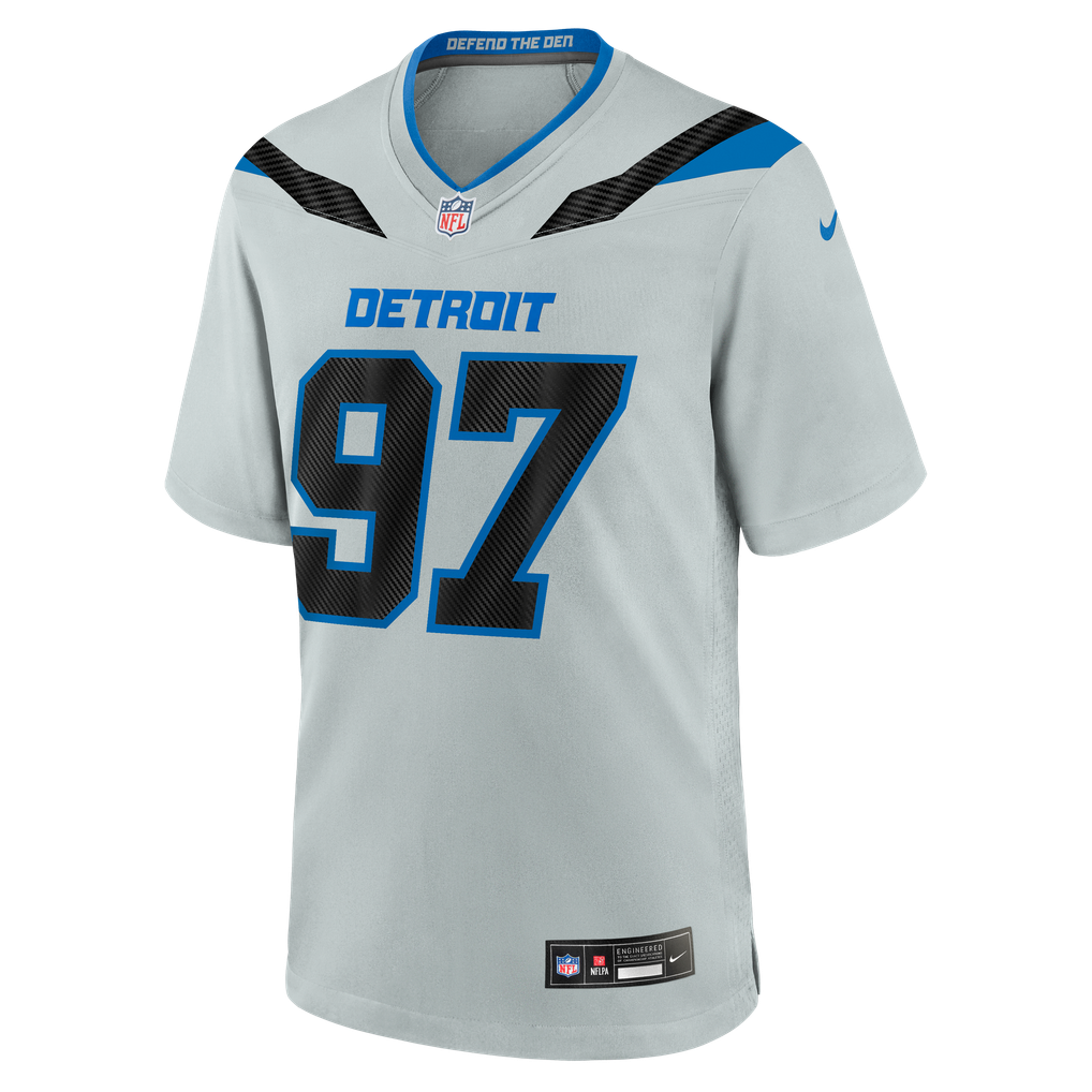 Men's Detroit Lions Aidan Hutchinson Nike Silver 2026 Rivalries Collection Game Jersey - Image 7