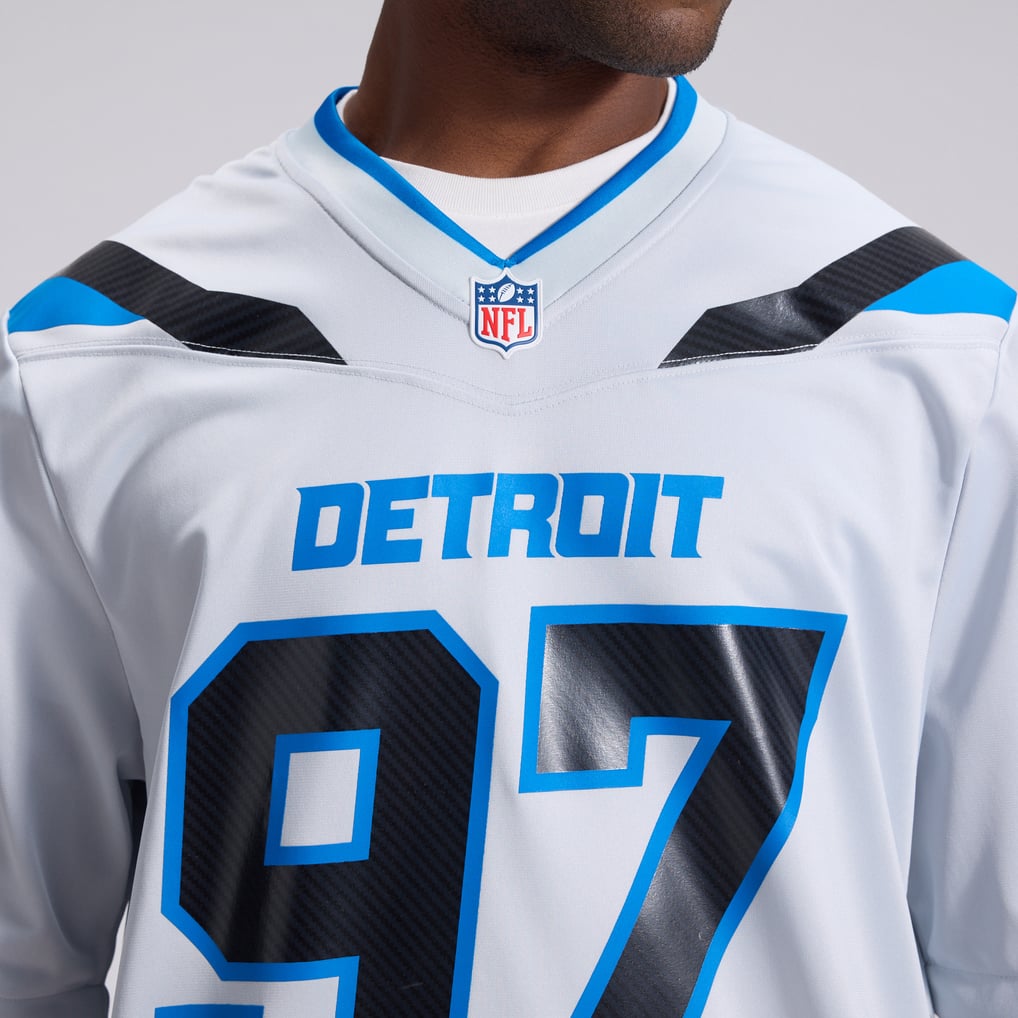 Men's Detroit Lions Aidan Hutchinson Nike Silver 2026 Rivalries Collection Game Jersey - Image 9