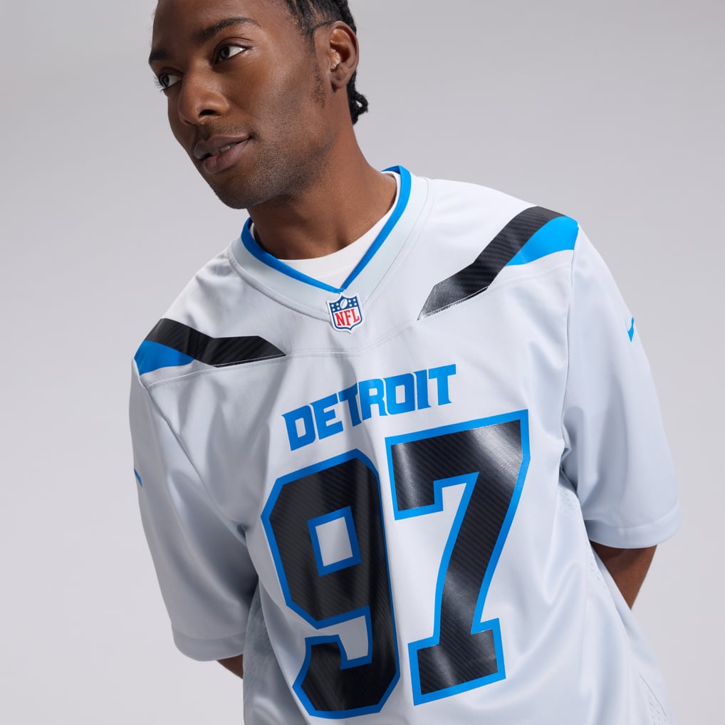 Men's Detroit Lions Aidan Hutchinson Nike Silver 2026 Rivalries Collection Game Jersey - Image 10