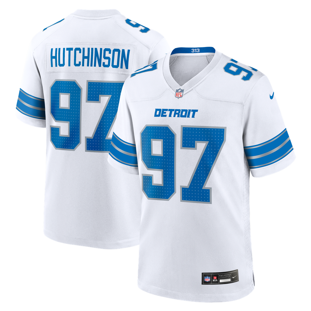 Men's Detroit Lions Aidan Hutchinson Nike White Game Jersey - Image 2