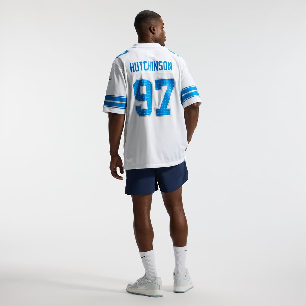 Men's Detroit Lions Aidan Hutchinson Nike White Game Jersey - Image 6