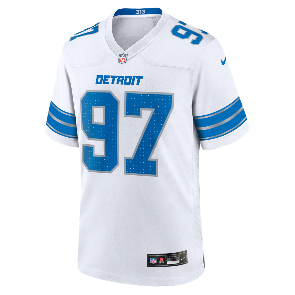 Men's Detroit Lions Aidan Hutchinson Nike White Game Jersey - Image 7