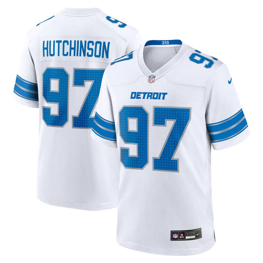 Men's Detroit Lions Aidan Hutchinson Nike White Game Jersey - Image 1