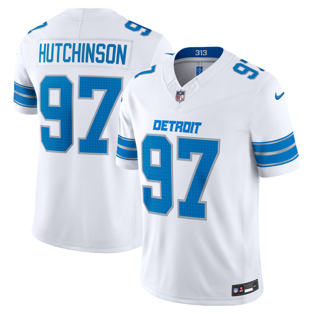 Men's Detroit Lions Aidan Hutchinson Nike White Vapor F.U.S.E. Stitched Limited Jersey - Image 2