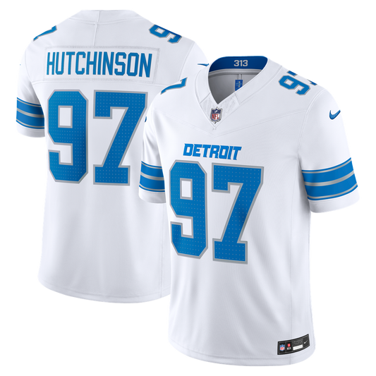 Men's Detroit Lions Aidan Hutchinson Nike White Vapor F.U.S.E. Stitched Limited Jersey - Image 1