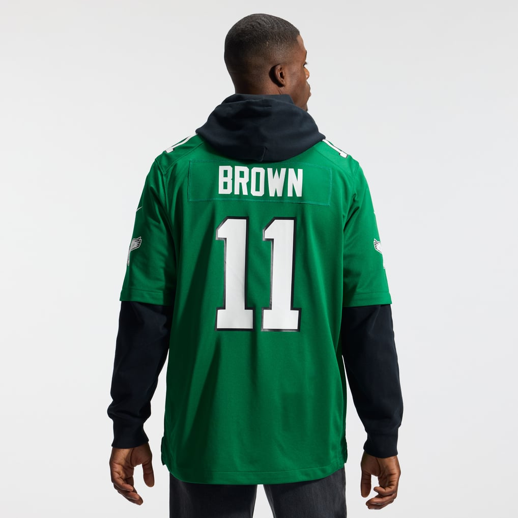 Men's Philadelphia Eagles A.J. Brown Nike Kelly Green Alternate Game Player Jersey - Image 4
