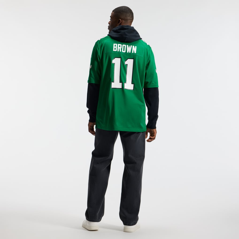 Men's Philadelphia Eagles A.J. Brown Nike Kelly Green Alternate Game Player Jersey - Image 6