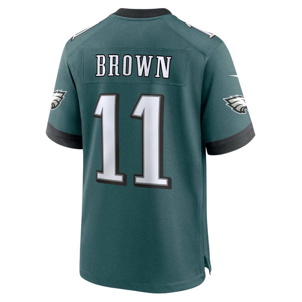 Men's Philadelphia Eagles A.J. Brown Nike Midnight Green Team Game Jersey - Image 4