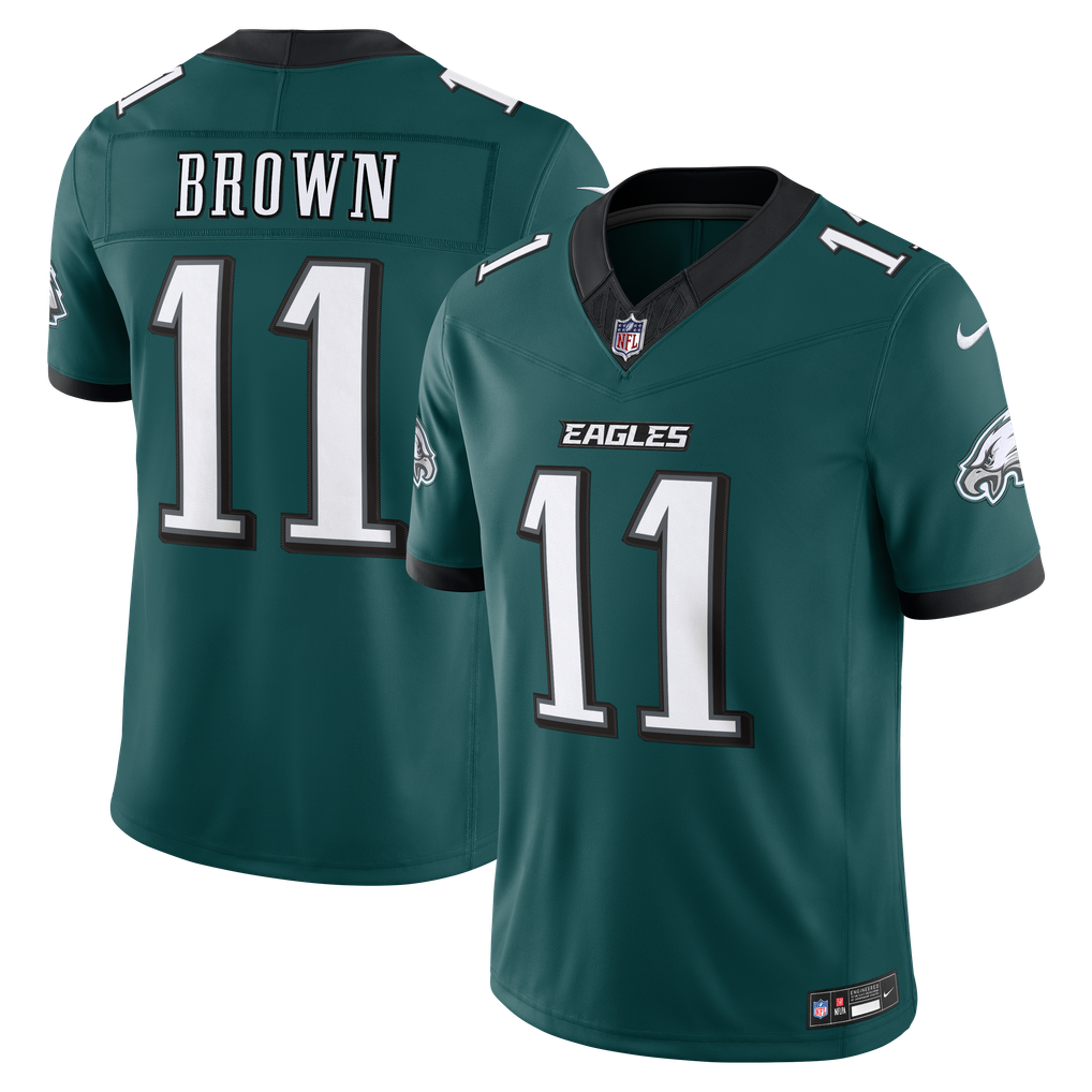 Men's Philadelphia Eagles A.J. Brown Nike Midnight Green Team Vapor F.U.S.E. Stitched Limited Jersey - Image 1