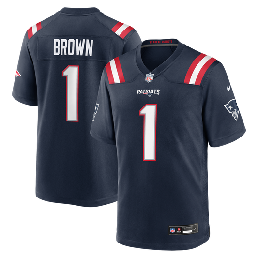 Men's New England Patriots A.J. Brown Nike Navy Team Game Jersey - Image 1