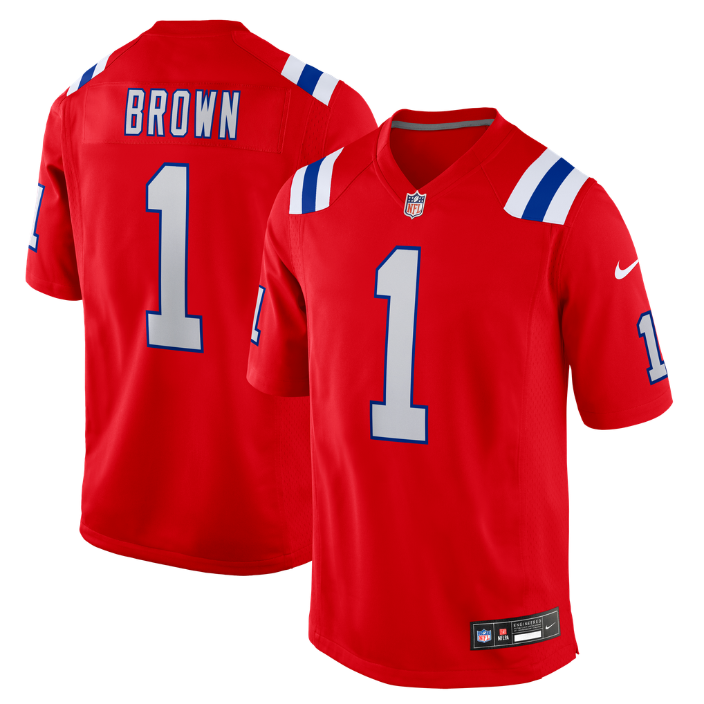 Men's New England Patriots A.J. Brown Nike Red Game Jersey - Image 2