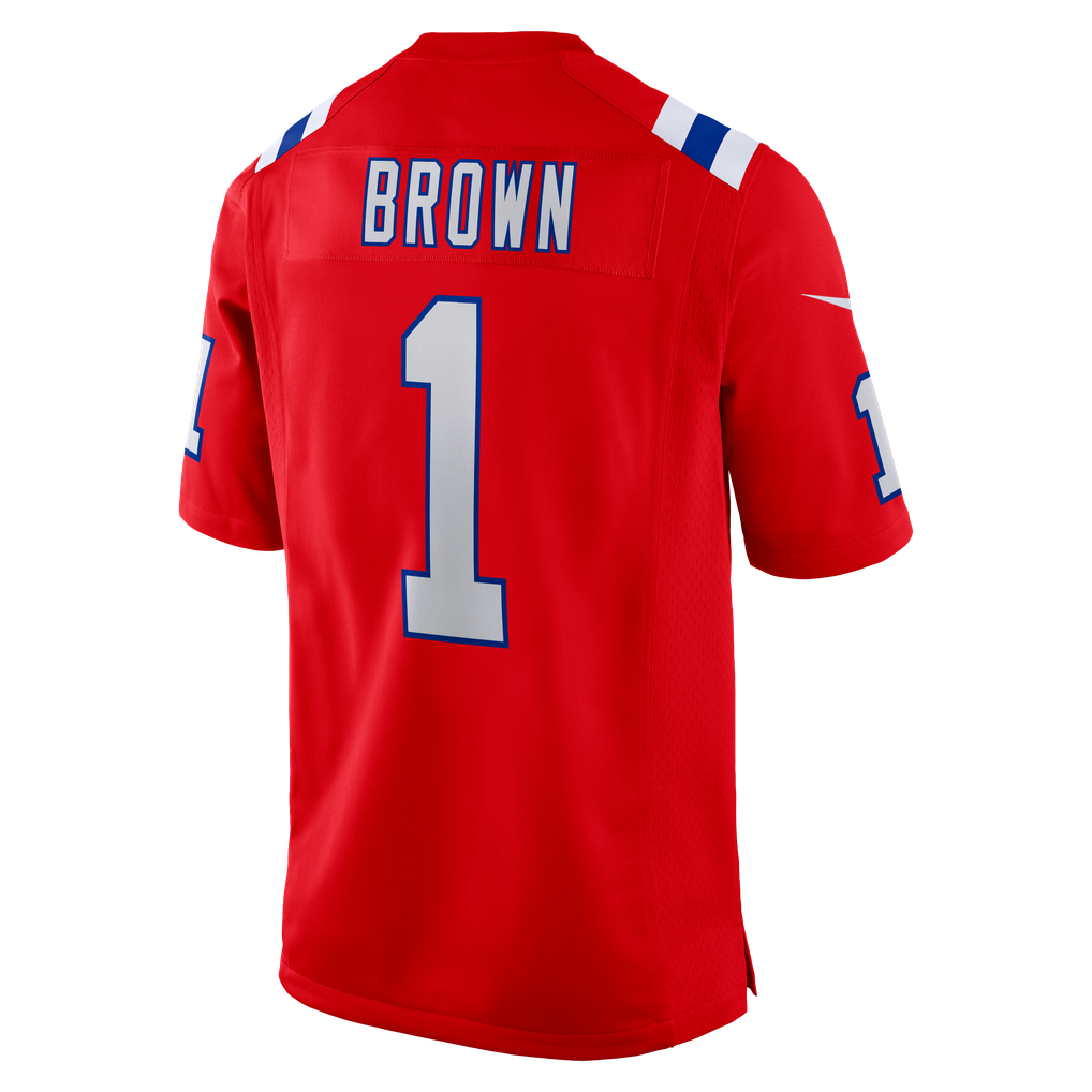 Men's New England Patriots A.J. Brown Nike Red Game Jersey - Image 4