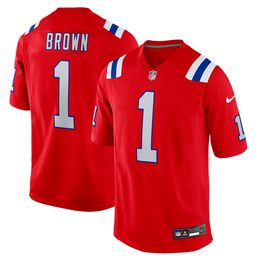 Men's New England Patriots A.J. Brown Nike Red Game Jersey - Image 1