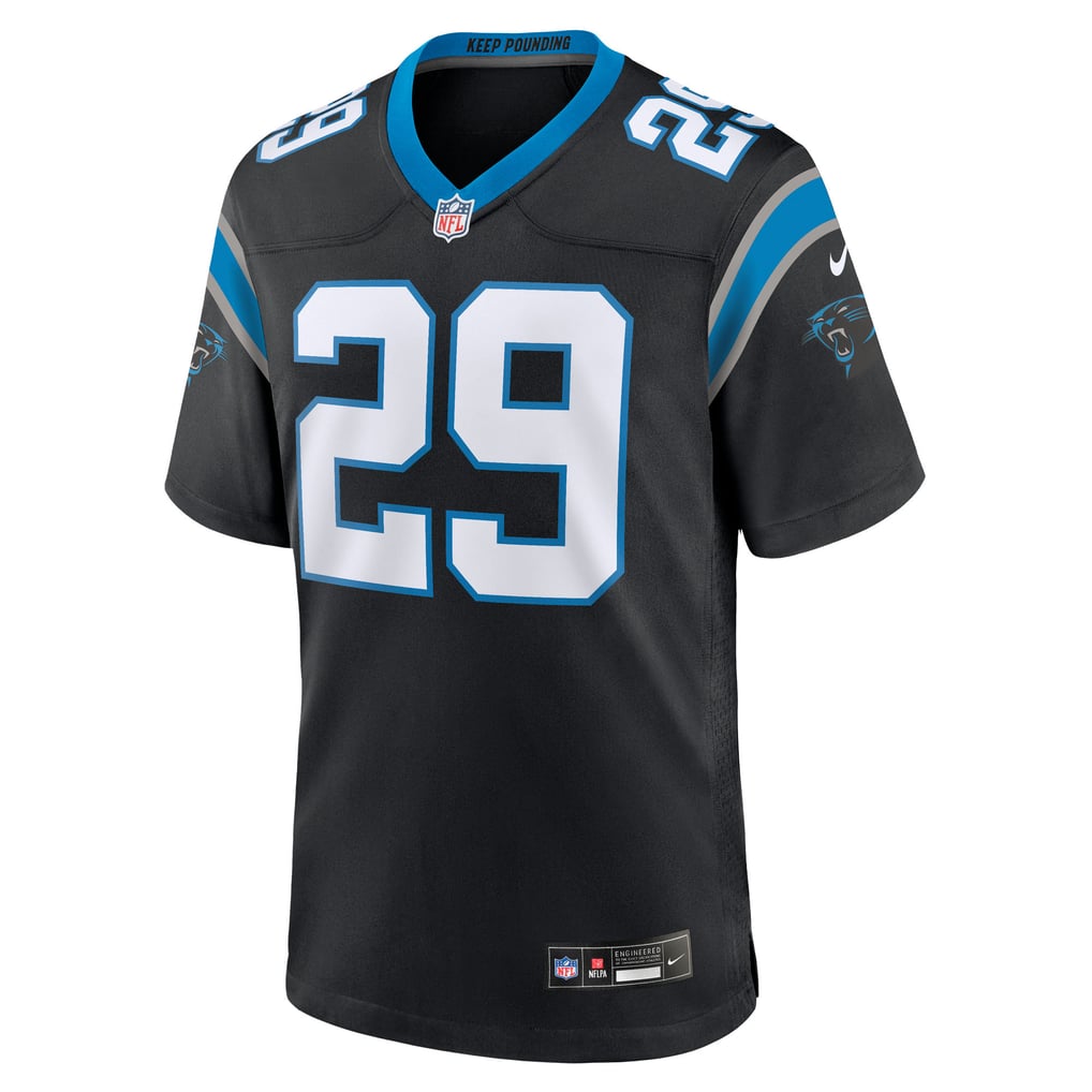 Men's Carolina Panthers Akayleb Evans Nike Black Team Game Jersey - Image 3