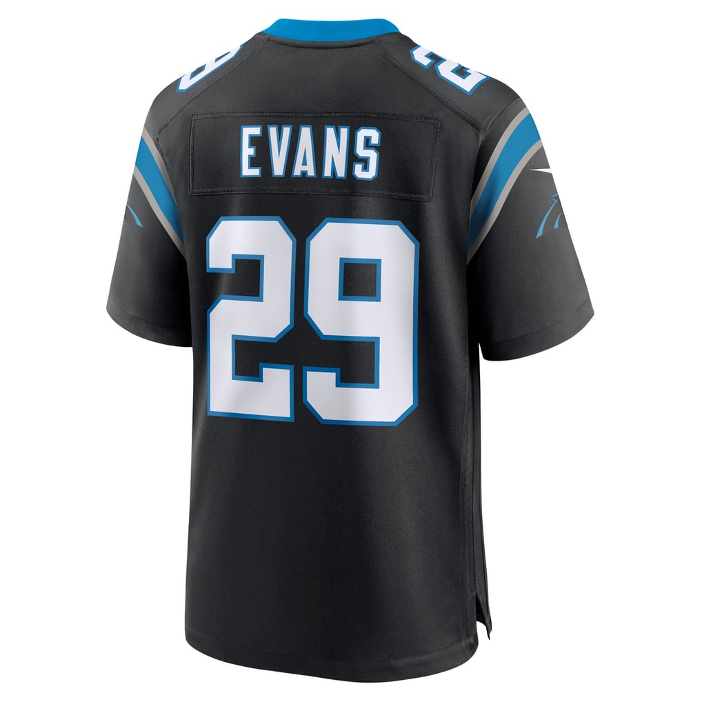 Men's Carolina Panthers Akayleb Evans Nike Black Team Game Jersey - Image 4