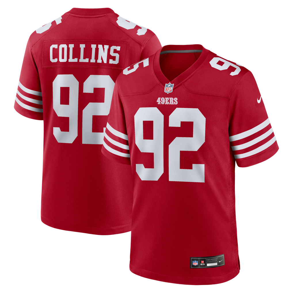 Men's San Francisco 49ers Alfred Collins Nike  Scarlet Team Game Jersey - Image 2