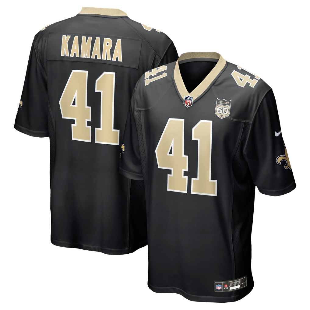 Men's New Orleans Saints Alvin Kamara Nike Black Team 60th Season Game Jersey
 - Image 2