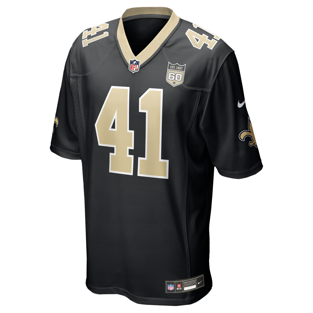 Men's New Orleans Saints Alvin Kamara Nike Black Team 60th Season Game Jersey
 - Image 5