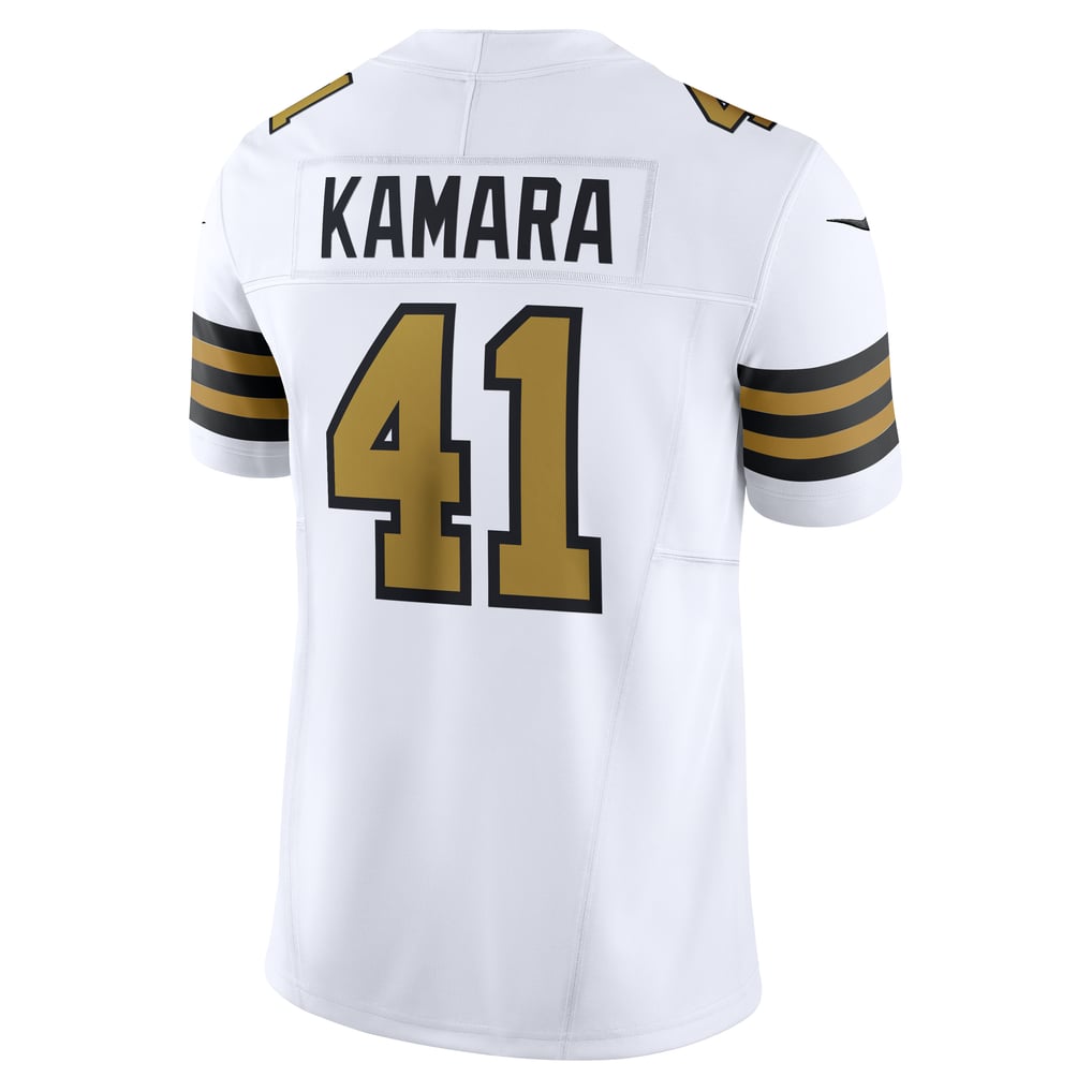 Men's New Orleans Saints Alvin Kamara Nike White Alternate Vapor F.U.S.E. Limited Jersey - Image 4