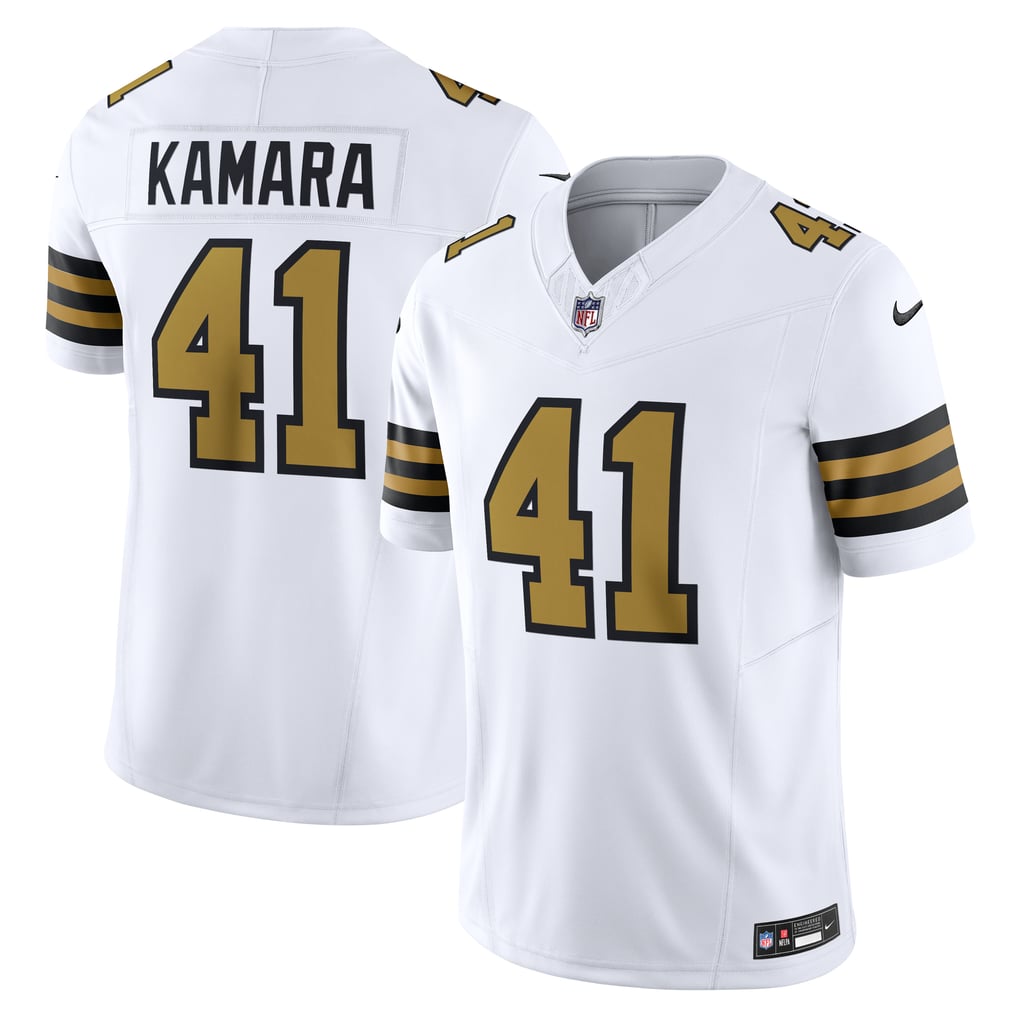 Men's New Orleans Saints Alvin Kamara Nike White Alternate Vapor F.U.S.E. Limited Jersey - Image 1