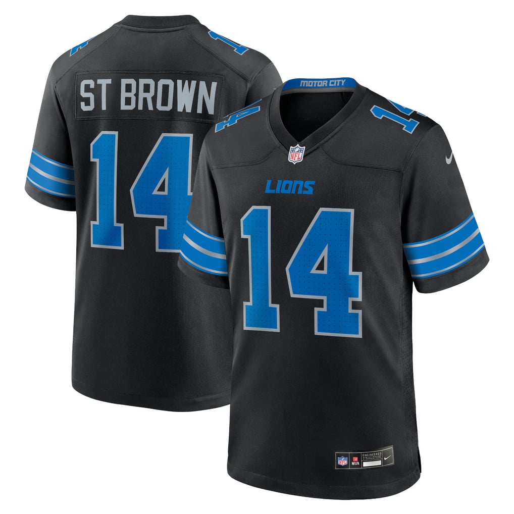 Men's Detroit Lions Amon-Ra St. Brown Nike Black 2nd Alternate Game Jersey - Image 2