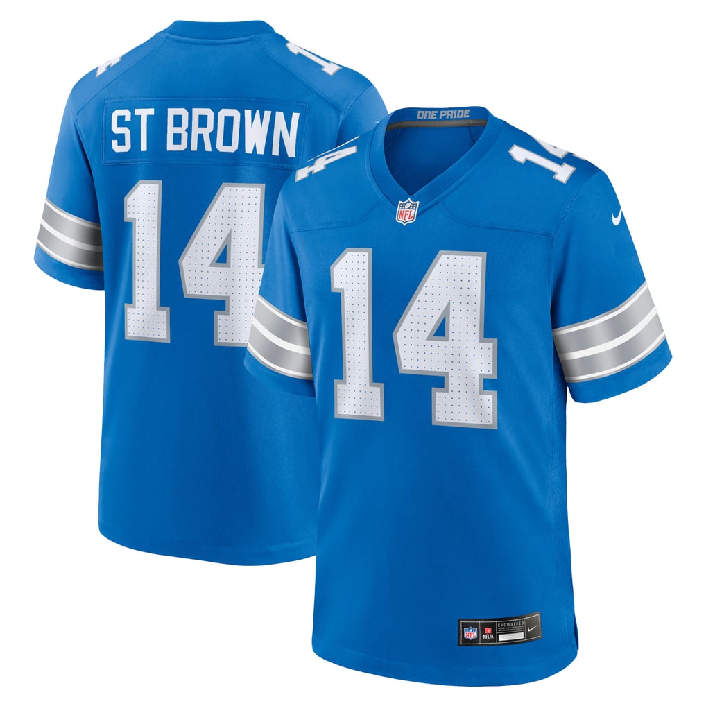Men's Detroit Lions Amon-Ra St. Brown Nike Blue Game Jersey - Image 2
