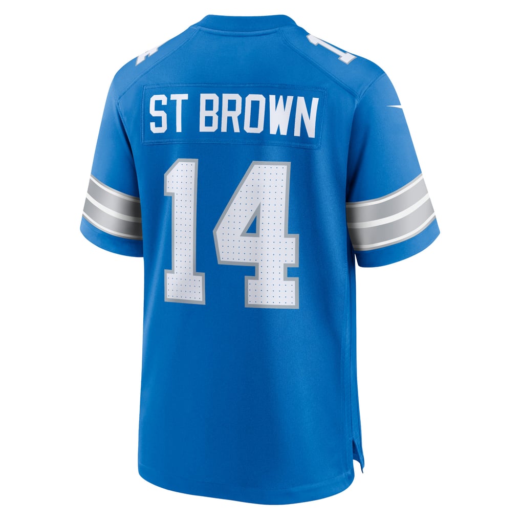 Men's Detroit Lions Amon-Ra St. Brown Nike Blue Game Jersey - Image 4