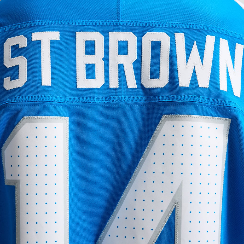 Men's Detroit Lions Amon-Ra St. Brown Nike Blue Team Vapor F.U.S.E. Stitched Limited Jersey - Image 12