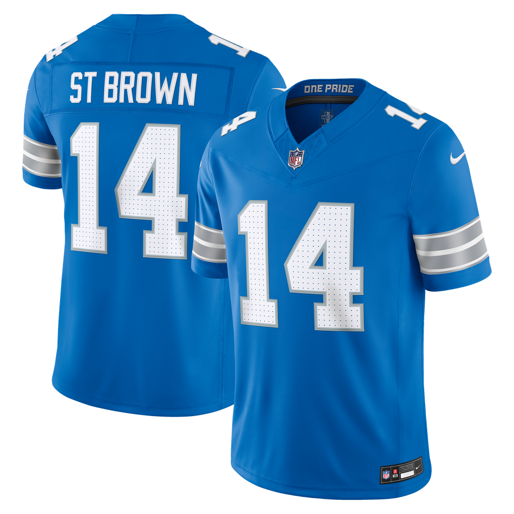 Men's Detroit Lions Amon-Ra St. Brown Nike Blue Team Vapor F.U.S.E. Stitched Limited Jersey - Image 2