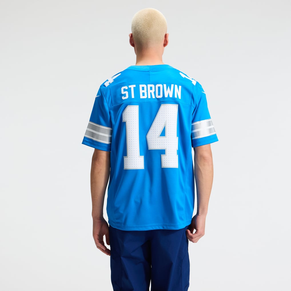 Men's Detroit Lions Amon-Ra St. Brown Nike Blue Team Vapor F.U.S.E. Stitched Limited Jersey - Image 4