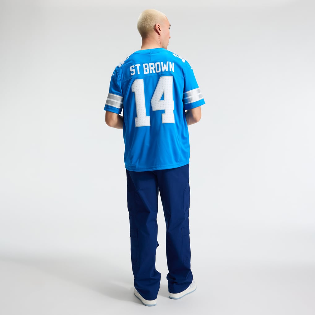 Men's Detroit Lions Amon-Ra St. Brown Nike Blue Team Vapor F.U.S.E. Stitched Limited Jersey - Image 6