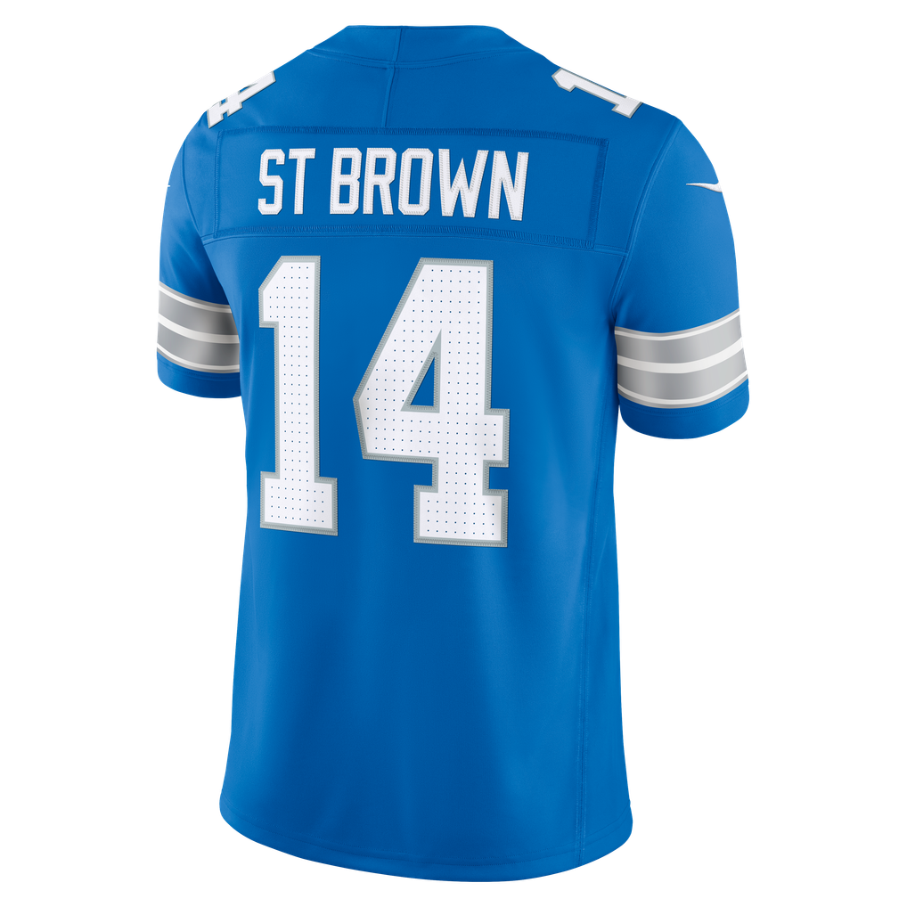 Men's Detroit Lions Amon-Ra St. Brown Nike Blue Team Vapor F.U.S.E. Stitched Limited Jersey - Image 8
