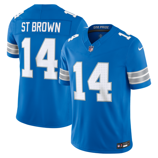 Men's Detroit Lions Amon-Ra St. Brown Nike Blue Team Vapor F.U.S.E. Stitched Limited Jersey - Image 1