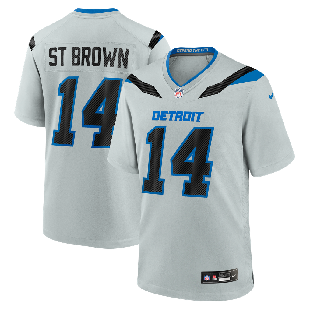 Men's Detroit Lions Amon-Ra St. Brown Nike Silver 2026 Rivalries Collection Game Jersey - Image 1