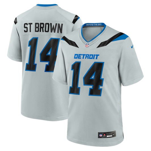 Men's Detroit Lions Amon-Ra St. Brown Nike Silver 2026 Rivalries Collection Game Jersey - Image 1