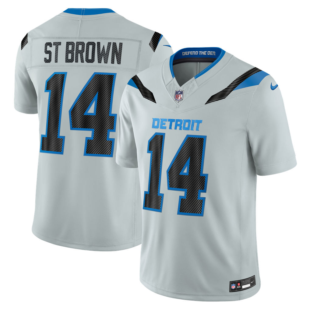 Men's Detroit Lions Amon-Ra St. Brown Nike Silver 2026 Rivalries Collection Stitched Limited Jersey - Image 2