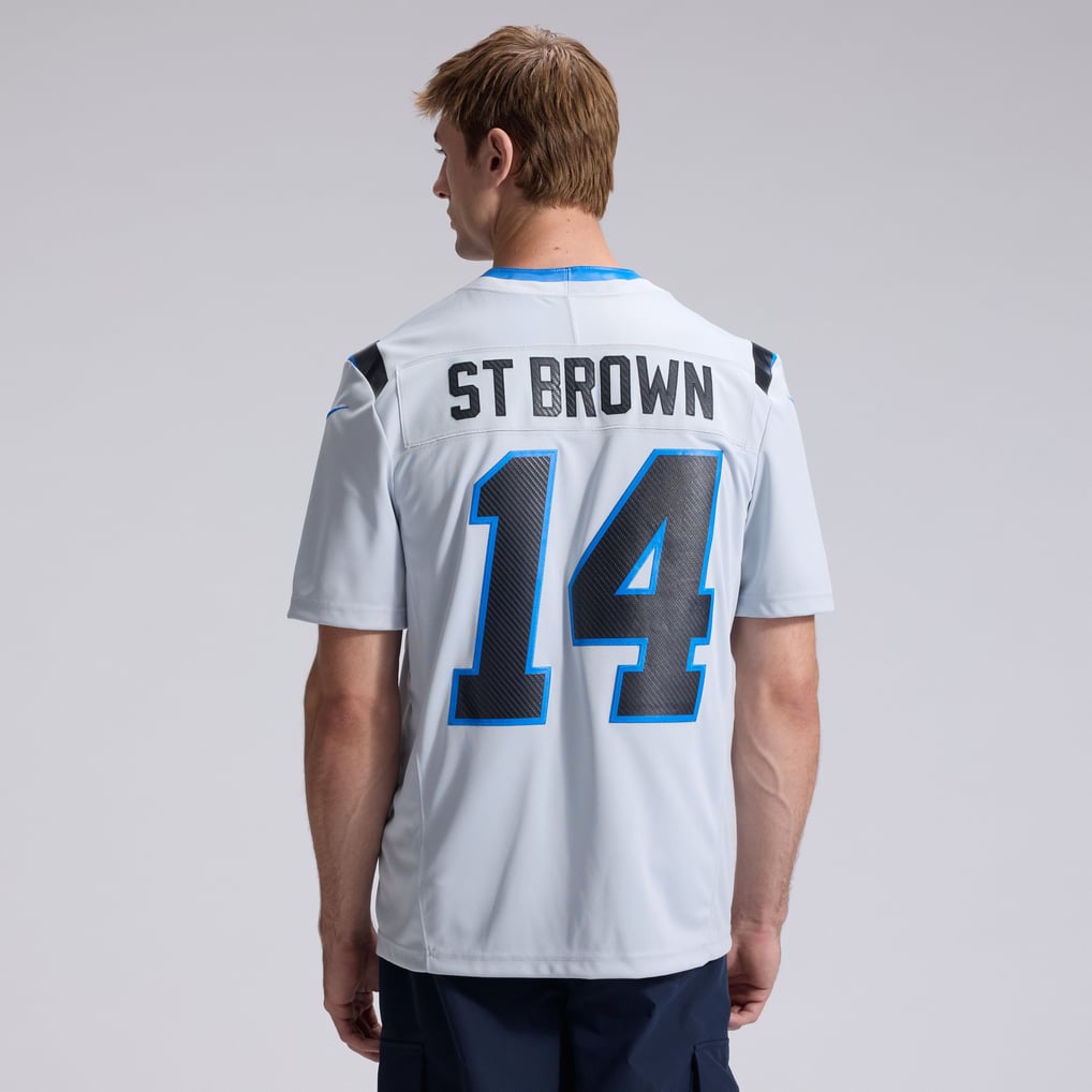 Men's Detroit Lions Amon-Ra St. Brown Nike Silver 2026 Rivalries Collection Stitched Limited Jersey - Image 4