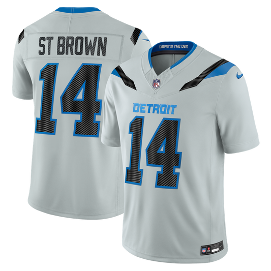 Men's Detroit Lions Amon-Ra St. Brown Nike Silver 2026 Rivalries Collection Stitched Limited Jersey - Image 1
