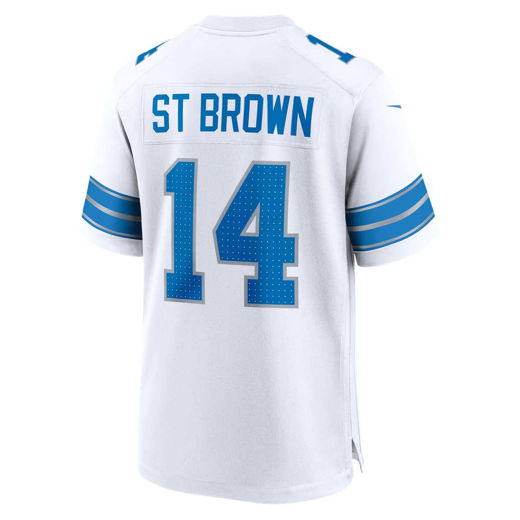 Men's Detroit Lions Amon-Ra St. Brown Nike White Game Jersey - Image 8