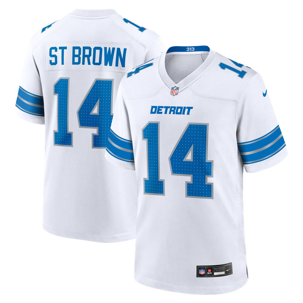 Men's Detroit Lions Amon-Ra St. Brown Nike White Game Jersey - Image 1