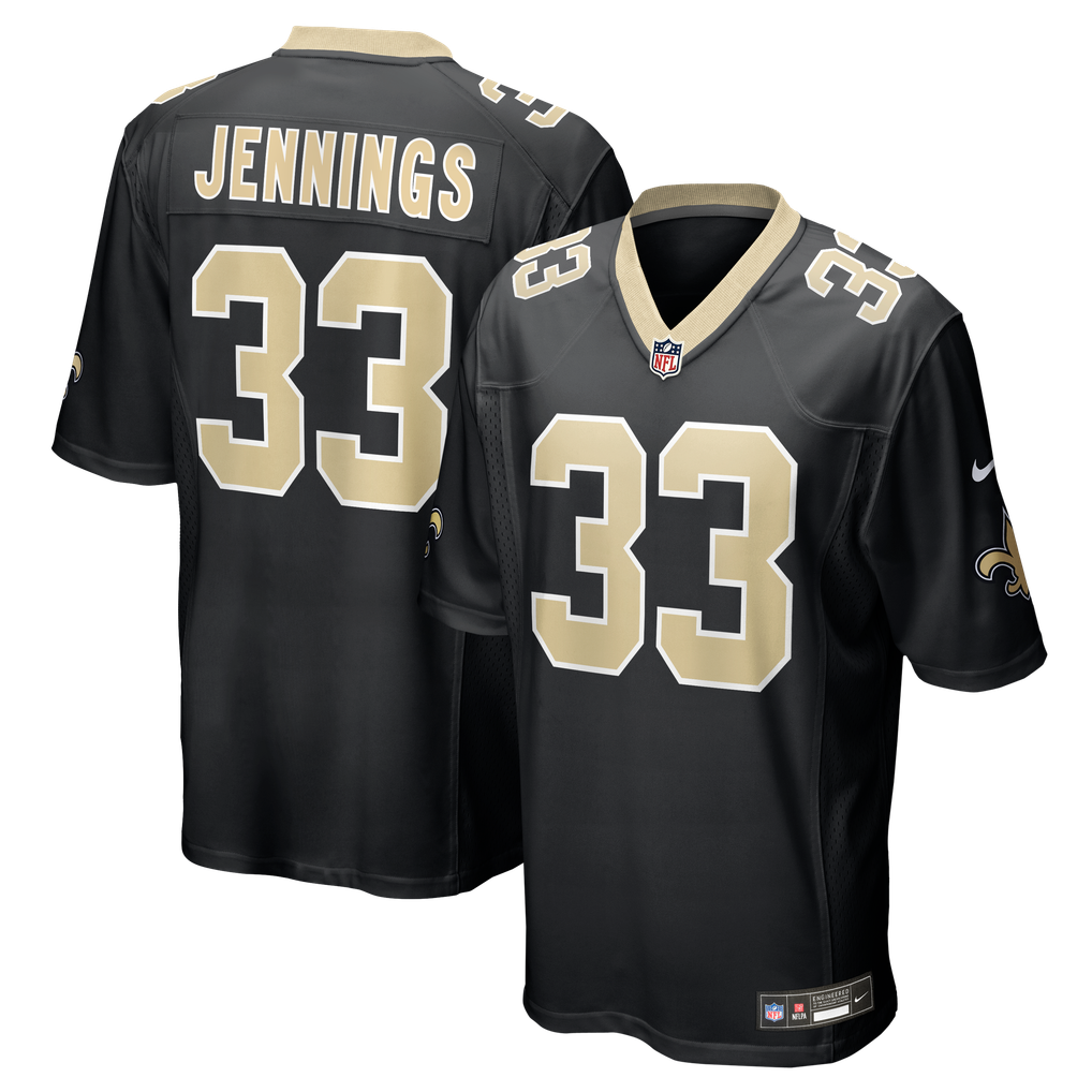 Men's New Orleans Saints Anfernee Jennings Nike Black Team Game Jersey - Image 2